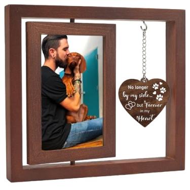 Imagem de CREATCABIN Loss of Dog Sympathy Gift Pet Memorial Gifts for Dogs Wooden 10.2 cm x 15.2 cm Porta-retrato flutuante Giratório Remembrance Monitor personalizável 20 x 23 cm Forever in My Heart