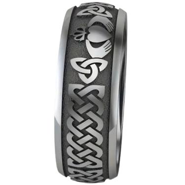 Imagem de Jude Jewelers 4 mm 6 mm Aço Inoxidável Nó Celta Claddagh Coração Padrão Casamento Casal Amantes Anel Aliança, Metal, Sem pedra preciosa