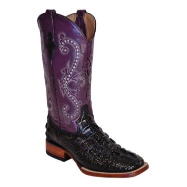 Imagem de Ferrini Bota masculina Roughrider bordada estreita bico quadrado casual cano médio - preta, Vermelho, 41