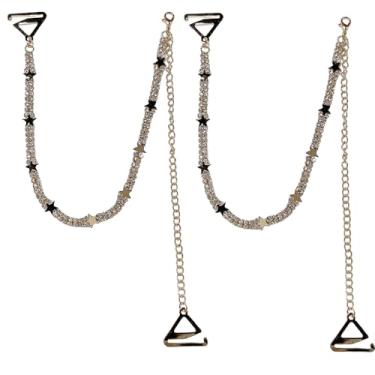 Imagem de Sutiã de strass com estrelas da moda, alças de ombro para mulheres, lingerie destacável, alça ajustável, corrente de cristal, vestido de noiva, vestido de noiva, festa rave, baile, festival
