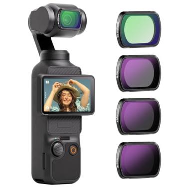 Imagem de NEEWER Kit de filtro de efeito 1/4 de difusão magnética ND e preto compatível com DJI OSMO Pocket 3 Creator Combo acessórios, câmera de ação pacote com 4 densidade neutra (ND16 ND64 ND256) e filtros