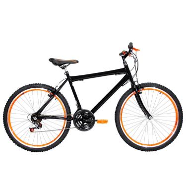 Imagem de Bicicleta Masculina Aro 26 Mtb Aero 18 Marchas Cor Preta E Laranja