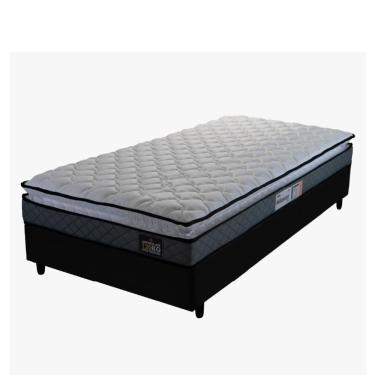 Imagem de Cama Box Solteiro Colchão Espuma D33 Pillow Top Millenium 88X188X57Cm Cinza/Preto