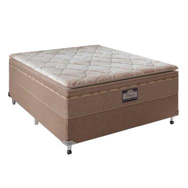 Imagem de Cama Box Conjugada De Casal Portobel Potenza Platinum Com Molas Lfk E Pillow Top 74x138x188cm Bege