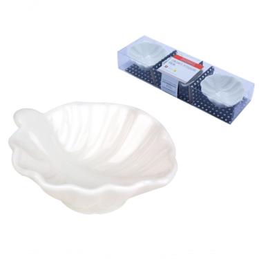 Imagem de Petisqueira Em Porcelana Formato Folha 7,6cm Jogo 3 Peças