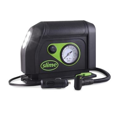 Imagem de Slime Inflador de pneu 40050, compressor de ar portátil para carro, com mostrador analógico de 100 psi, mangueira longa e luz LED, 12 V, enchimento de 8 min