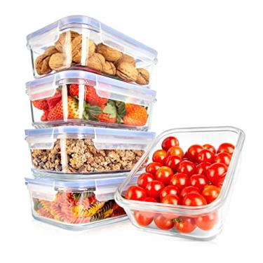 Imagem de NutriChef 10-Piece Glass Food Containers - Stackable Superior Glass Meal-prep Storage Containers, Newly Innovated Leakproof Locking Lids w/Air Hole, Freezer-to-Oven-Safe