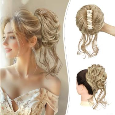 Imagem de SOFEIYAN Claw Clip Messy Bun Hair Piece Cacheado Ondulado Em Chignon Rabo De Cavalo Extensões Sintéticas Penteado Desgrenhado Com Gavinhas Acessórios Cabelo Scrunchies Para Mulheres
