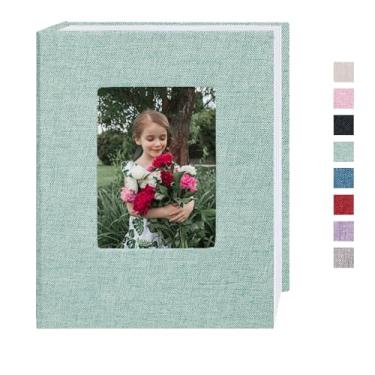 Imagem de Cherrich Álbum De Fotos Pequeno 4X6 Com 100 Bolsos, Capa Linho, Livro Para Casamento, Bebê, Família, Formatura