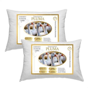 Imagem de 2 Travesseiro Pluma De Ganso Sintética 50x70 Antialérgico - Portal Do 