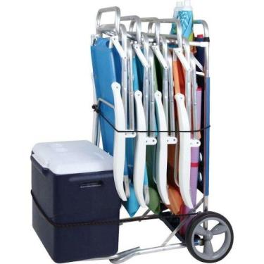 Imagem de Carrinho De Praia Com Avanço Para Caixa Térmica Alumínio Mor, Azul