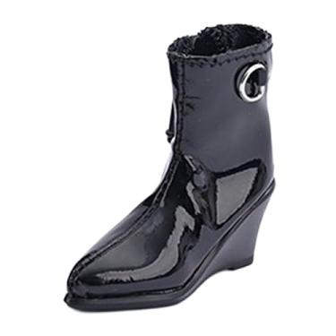 Imagem de Colaxi Sapatos de boneco de ação 1/6, botas ocas para vestir, moderno, fantasia de boneca em miniatura feminina para bonecos femininos de 12", Preto