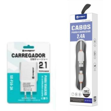 Imagem de Carregador Compatível com Motorola Moto G8 Plus - Cabo Usb C E Fonte -