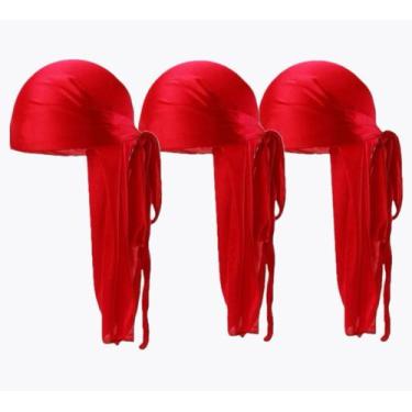 Imagem de Kit 3 Durag Waves Premium Original - Barbershopp62, Vermelho