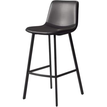 Imagem de Bancos De Bar, Banqueta De Altura De Balcão, Banqueta De Cozinha Rústica Vintage Com Encosto, Banqueta Alta De Couro De Tecido, Banqueta De Jantar, Altura Do Assento:75cm, Com Pern, Grey, A