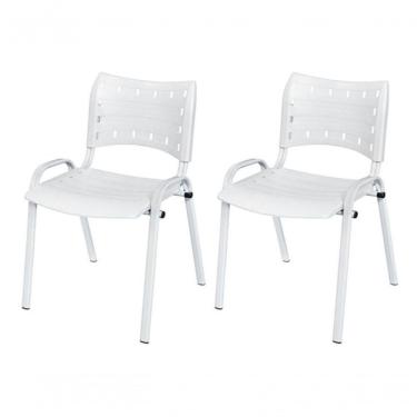 Imagem de Cadeira Iso Base Branco Escola, Escritório Branco - Kit 2 Un