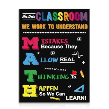 Imagem de Dazzlewall Decoração de parede motivacional de matemática, arte de parede de sala de aula de matemática, pôster com citação inspiradora para materiais decorativos escolares 30 x 40 cm sem moldura