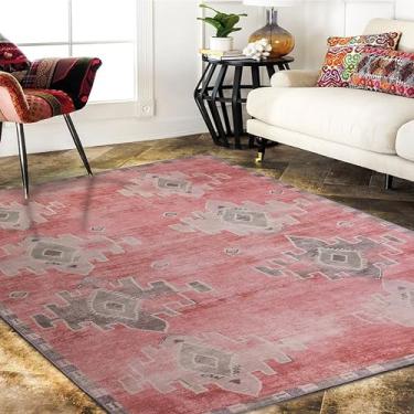 Imagem de Fame Rugs Tapete turco Lavável Vintage Oriental Inspirada Tradicional Tapete Pequeno Moderno Tapetes de Entrada de Luxo Quarto Banheiro Cozinha (379PP, 1,27 x 1,67 m)