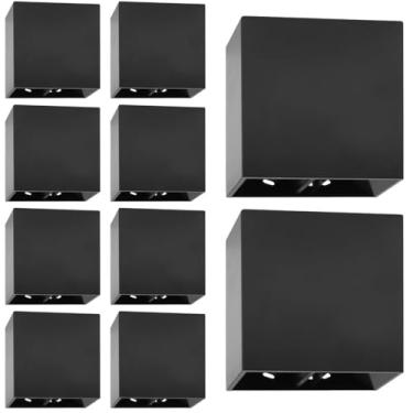 Imagem de Kit 10x Arandela Slim Preta Externa Facho Duplo Ajustável Led 4w 3000K IP67 Branco Quente Bivolt