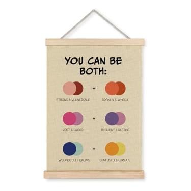 Imagem de Arte de parede para pendurar em tela de saúde mental - Decoração de escritório de terapia, cabide de pôster de saúde mental de terapeuta emoldurado para sala de aula do ensino médio, consultoria