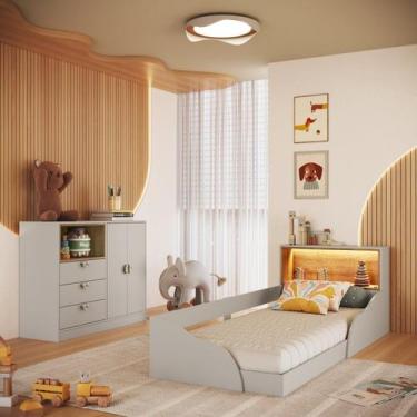 Imagem de Quarto Infantil com Cama Solteiro Montessoriana com Iluminação Led e C