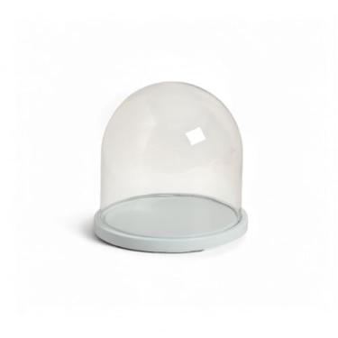 Imagem de Redoma Cúpula Vidro Grande Decoração C/base Madeira 18,3cm Azul Bebê