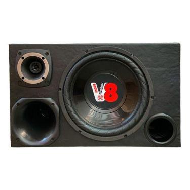 Imagem de Caixa trio 12 pol curvin preto compet subwoofer chapa preto ou verm - 