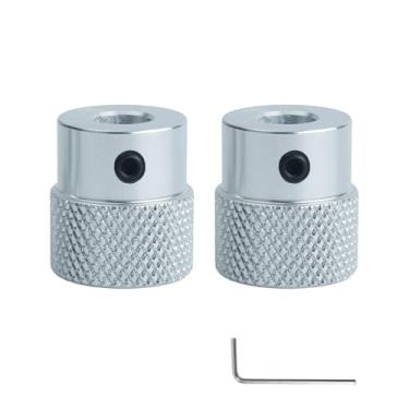 Imagem de Begino 2 peças de volante de liga de alumínio 20 mm OD 8 mm furo de alumínio com alça de máquina-ferramenta com chave inglesa e 2 peças de parafusos para torno de fresadora, tom prateado
