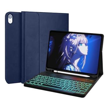 Imagem de Capa Para Tablet Com Teclado Bluetooth Para 5ª/6ª Geração,iPad Air1/Air2,iPad Pro 9.7 Polegadas (Azul Escuro, Teclado retroiluminado)