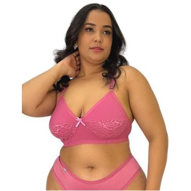 Imagem de Sutiã Plus Size Sem Bojo Reforçado Microfibra comDetalhe em Renda - TJ