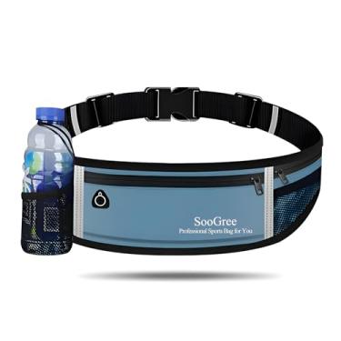Imagem de SooGree Pochete de corrida masculina e feminina, bolsa de cintura esportiva refletiva para treino, cinto com suporte para celular de corrida com suporte para garrafa de água, ideal para corrida