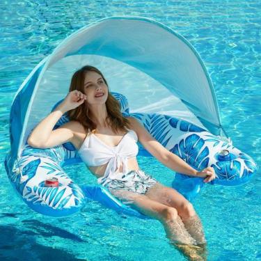 Imagem de Flutuador de piscina com dossel Jasonwell inflável para adultos