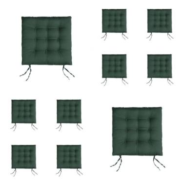 Imagem de Kit Com 10 Almofadas Para Cadeiras Assento Futon De Cadeira 40x40 Cm(Verde Militar)