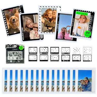 Imagem de WOGOZAN Acessórios de fotos amplos para câmera instantânea Instax Wide EVO/Wide 400/300/210, filme de 9,5 x 11,5 cm com 20 molduras magnéticas, exibição de fotos de geladeira e 12 adesivos DIY