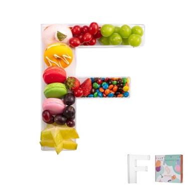 Imagem de Bandeja de charcutaria de acrílico com letras e números de 28 cm – Caixa de alfabeto reutilizável preenchível para doces, lanches, cupcakes – Travessa de servir para aniversário, casamento, festa de