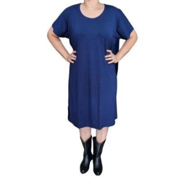 Imagem de Vestido Rodher Básico MC Azul Marinho Plus Size-Feminino