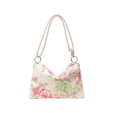Imagem de QWINEE Bolsa de ombro feminina de lantejoulas florais nas axilas Y2k com zíper e alça superior com alça ajustável, Multicor, One Size