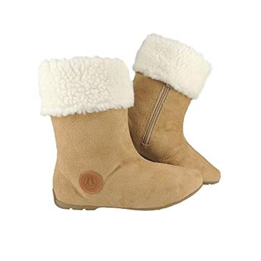 Imagem de Bota Feminina com Pelo Neve Lã 100% Pelo Dentro Inverno Rasteira LB101 Cor:3-Creme;Tamanho:39