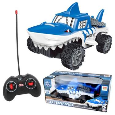 Imagem de Carrinho Controle Remoto Infantil Com Design Tubarão E Rodas Para Off-