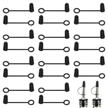 Imagem de Pacote com 30 tampas de pó para despejadores, tampas de bico com capuz, tampas de borracha com laço para garrafas de bebidas e vinho, capas para derramar azeite de oliva com design à prova de poeira