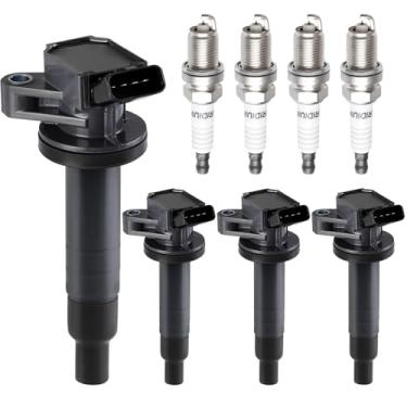 Imagem de Gedlex Pacote De Bobina De Ignição Iridium Spark Plug Compatível Com Toyota Corolla Matrix Celica Mr2, Chevrolet Prizm E Pontiac Vibe 2000 2001 2002 2003 2004 2005 2006 2007 2008 L4 1.8L Uf247 Pacot