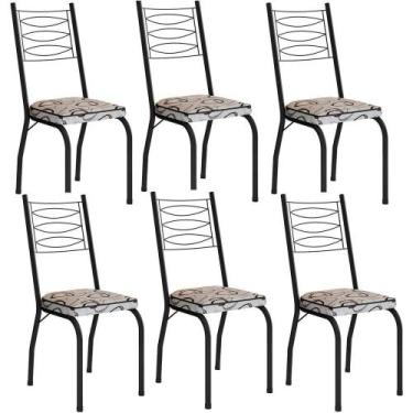 Imagem de Kit 6 Cadeiras Aço Carbono Tubular Metálica Acabamento D-25 Luana Pret