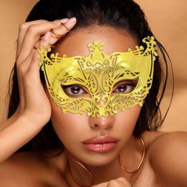 Imagem de Blindery Women Fox Venetian Mask Black Masquerade Party Ball Eye Carnival Masks (Gold)