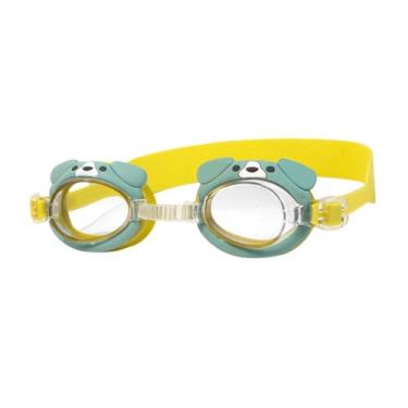Imagem de oshhni Óculos de natação infantis com desenho animado antiembaçante ajustável para meninos e meninas óculos de natação para praia, piscina e mergulho, Cachorro Amarelo