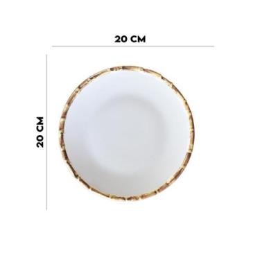 Imagem de Jogo 8 Pratos Sobremesa e 8 Bowls 500ml Bambu 1ªLinha Scalla