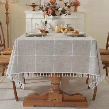 Imagem de KAIJIE Fitable Toalhas de mesa para mesas retangulares, 1 pacote - 100 x 160 cm, toalha de mesa de jacquard com listras longas de cor sólida, almofada de mesa de café, algodão, D-marrom