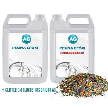 Imagem de Resina Epóxi 1KG + Glitter Arco-Íris  Brilho AG - Resinas ag