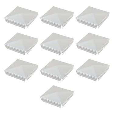 Imagem de Risbay Tampas de poste de pirâmide 6 x 6 cm quadrados SS304 tampas de cerca de metal de aço inoxidável para cercas, postes de madeira de decks ou corredores, 10 peças (prata)