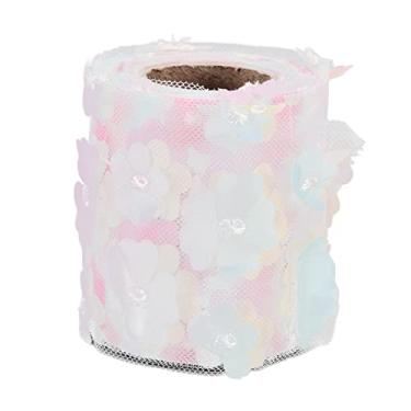 Imagem de Flores Tulle Rolls Sparkling Tulle Roll Spool Tecido Requintado Brilhante Bonito DIY Flexível Ampla Aplicação para Casamento Ballet Saia Fazendo Poliéster 8cm 10yd (Gradiente amarelo rosa)