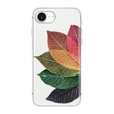 Imagem de Capa FancyCase compatível com iPhone 16e (6,1 polegadas) - Capa protetora transparente de TPU flexível com estampa de folhas em mudança colorida (folhas que mudam)
